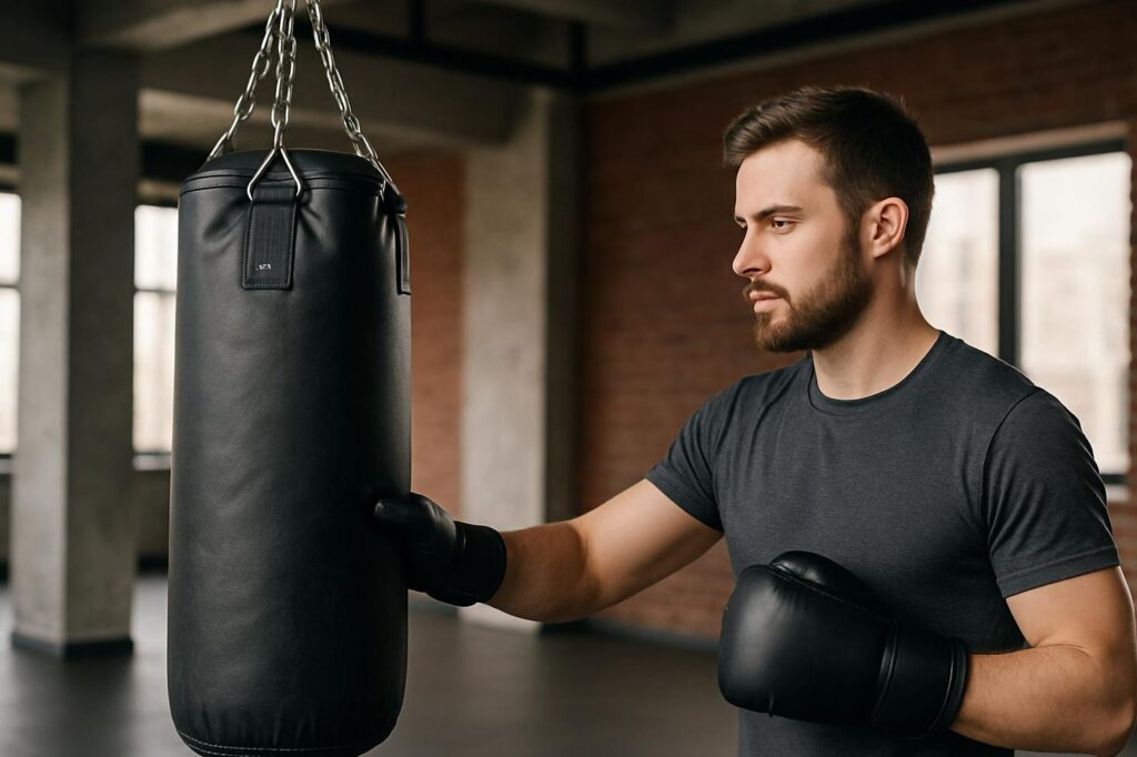 Mand med boksesæk